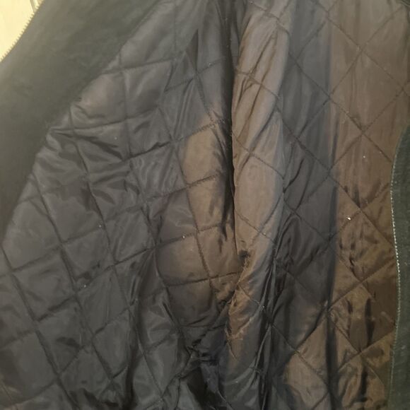 Black suede leather bomber jacket Greatland Size Large y2k distressed - Picture 13 of 15